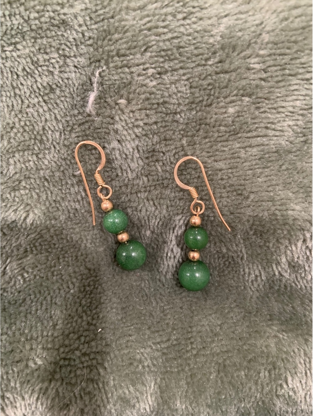 Green bead drop earrings